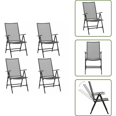 Chaises pliables en maille lot de 4 Acier Anthracite - Chaise De Jardin - Chaise Pliante - Mobilier De Jardin - Meubles De Terrasse - Fauteuil De Jardin (1/5)