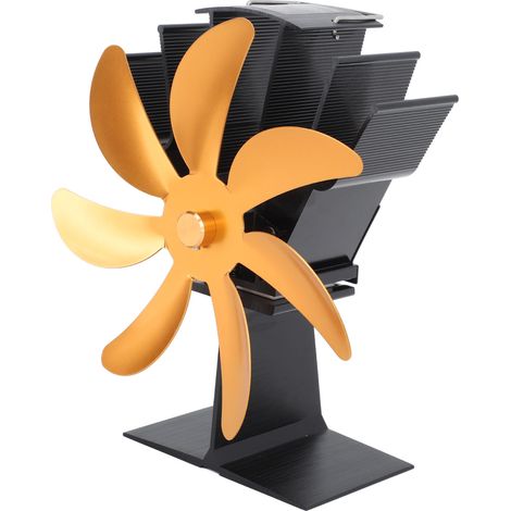 Ventilateur de Poêle à Bois 7 Pales Sans Électricité en Alliage d'Aluminium Thermoélectrique pour Cheminée à Bûches Doré (1/5)