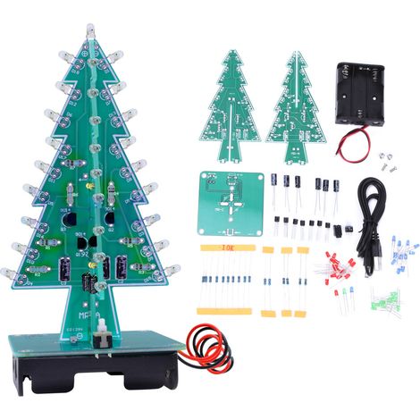 Elektronischer Bausatz zum Selbermachen eines 3D-Weihnachtsbaums mit LEDs und stereoskopischer Weihnachtsdekoration in 3 Farben (1/5)