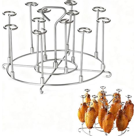 Rôtissoire Vertical Air Fryer, Support à Brochettes pour Friteuse à Air, en Acier Inoxydable 304 Grille pour Friteuse à Air, Amovible, pour Rôtir Cuisses de Poulet et Poulet(6QT) (1/5)