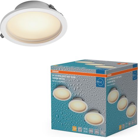Spot encastrable LED IP44 Dim 160mm 18W Métal, lot de 3 spots