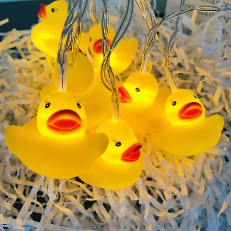 Guirlande lumineuse pour chambre d'enfant,20 LED,Jaune,Fonctionne avec piles,Veilleuse,Canard,Lampe de chevet,Pour enfants et filles,Décoration de fête (3 m/20 LED, canard jaune) (1/5)