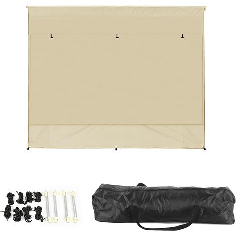Universal RV Awning Sun Shade 2.4 x 2.7 m Caravan Privacy Screen UPF 50+ Protection, Adjustable Panoramic Window (Fabric+Net), Rain Resistant (1/5)