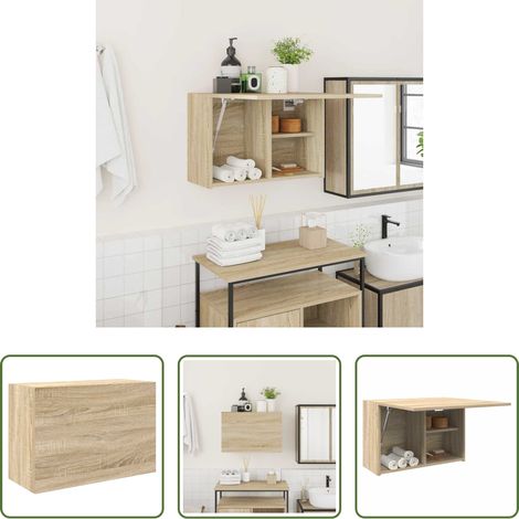 vidaXL Wandregal - Bad-Wandschrank Sonoma-Eiche 60x25x40 cm Holzwerkstoff (1/5)
