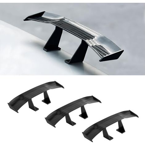 3PCS Mini Aileron de Voiture, Multifonctionnel Aile de Queue de Voiture, Universel Mini Aile de Becquet, sans Perforation Texture en Fibre de Carbone pour la Décoration(Noir) (1/5)