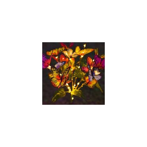 Solar-Gartenleuchten, 4 Stück, 24 LEDs, Schmetterlings-Solarleuchten für den Außenbereich, IP65 wasserdicht, Glühwürmchen-Solarleuchten, für Garten, Wege, Geburtstage, Partydekoration, Solar-Glühwürmc (1/5)