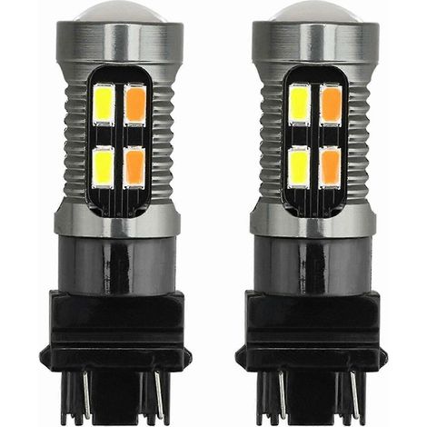 2 ampoules LED bicolores T25 3157 P27-7w 5630 20 SMD Canbus pour feu stop, feu de recul et clignotant de voiture (1/5)