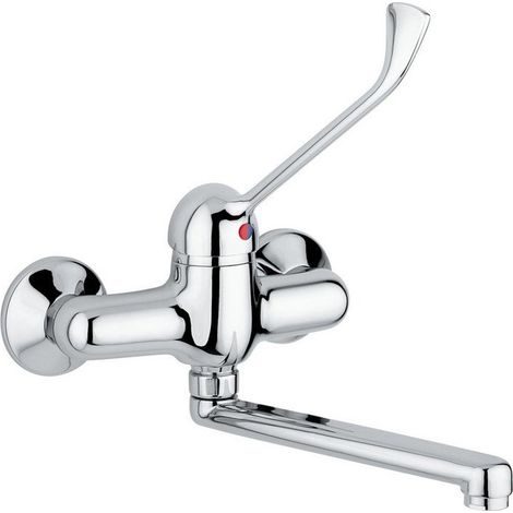 Miscelatore per lavello a parete con leva clinica in ottone finitura cromata - Idral 02400 (1/4)