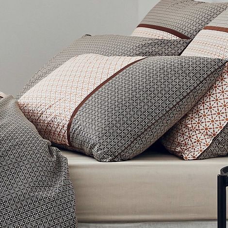 Taie d'oreiller percale graphique Beige foncé 50x70 cm