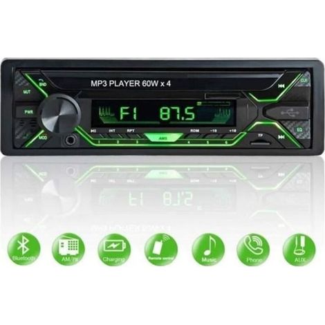 Autoradio Bluetooth FM Radio Stereo 60W x 4 Reader MP3 Poste Hand Freely Car Bracket USBSDTFAUX + Remote (1/4)