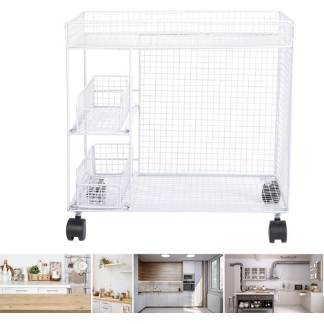 Mobile contenitore ergonomico per la cucina, dotato di ruote girevoli a 360°. (1/4)