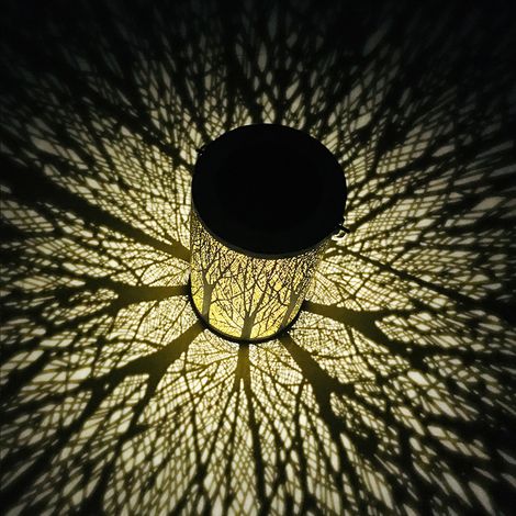 Lampes décoratives solaires pour cours, lanternes solaires LED, grandes lanternes blanches style forêt. (1/5)