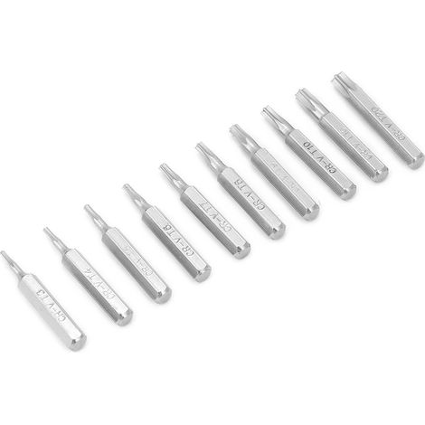 Jeu de 10 embouts de tournevis Torx de 4 mm, outils de réparation T3/T4/T5/T6/T7/T8/T9/T10/T15/T20 (1/5)
