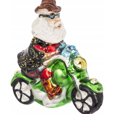 Pallina di vetro decorata con Babbo Natale in motocicletta, 11 cm, 1 pz. Albero di Natale (1/3)
