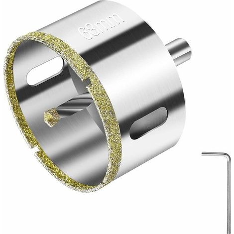 royaluxe -Scie cloche diamantée 68 mm, mèche à guide central pour foret diamanté, scie cloche à revêtement diamant pour couper le verre, le carrelage, la céramique, le marbre, le calcaire, - (1/5)