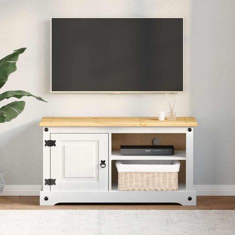 vidaXL  TV Cabinet  Corona White 100 x 40 x 52 cm Solid Pine Wood