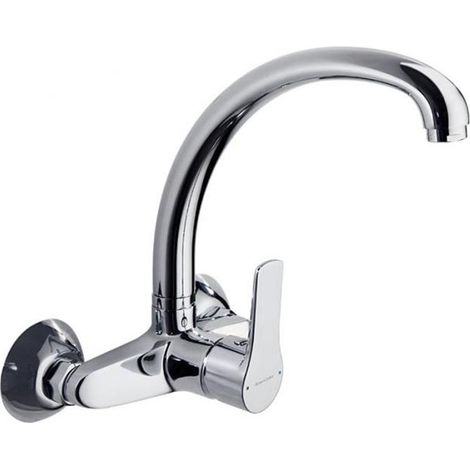 Mezclador monomando de pared para fregadero con caño alto giratorio Titanio (1/2)