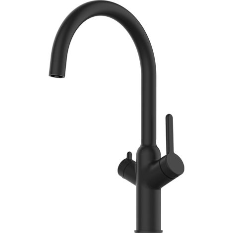 Rubinetto 3 vie miscelatore cucina Nero Opaco con canale separato per acqua filtrata, canna a U - Serie BOD (1/5)