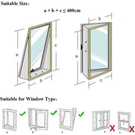 Joint de FenêTre AirLock pour Climatiseur Portatif, Joint de FenêTre Flexible pour Plaque D'éTanchéIté en Tissu de 400 Cm avec (1/4)