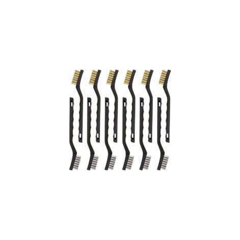 Ensemble de 12 mini brosses métalliques en acier inoxydable et laiton pour éliminer les résidus de soudure, les frottements et la rouille. (1/5)