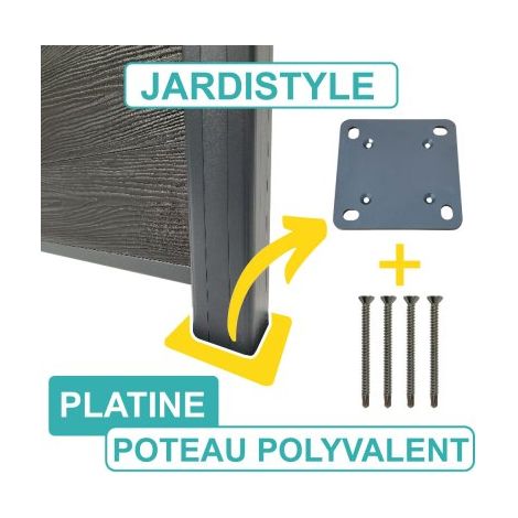 Cloture & Jardin – Platine aluminium pour poteau 4 entrées – Fixation visserie incluse – Dimensions 120x120x5mm – Couleur gris anthracite RAL 7016
