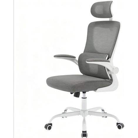 Ergonomischer Bürostuhl mit hoher Rückenlehne Grau mit Rollen (1/3)