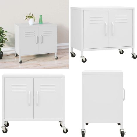 Armoire de rangement Blanc 60x35x56 cm Acier - Meuble De Rangement - Armoire Blanche - Armoire Métallique - Meuble Acier - Rangement Salle De Séjour - Home & Living