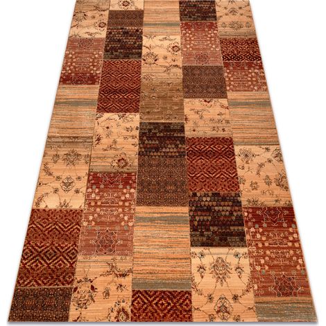 Wollteppich KASHQAI 4327 101 Patchwork Terrakotta red 120x170 cm