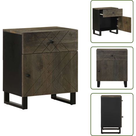 Table de chevet noir 50x33x60 cm bois de manguier massif - Table De Chevet - Tables De Chevet -table D'appoint - Table De Nuit (1/5)