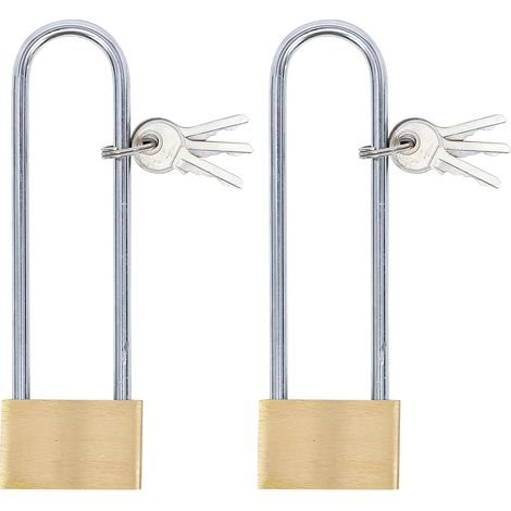 Set mit 2 extrahohen 40-mm-Vorhängeschlössern aus Messing für Tore und Schuppen (1/5)