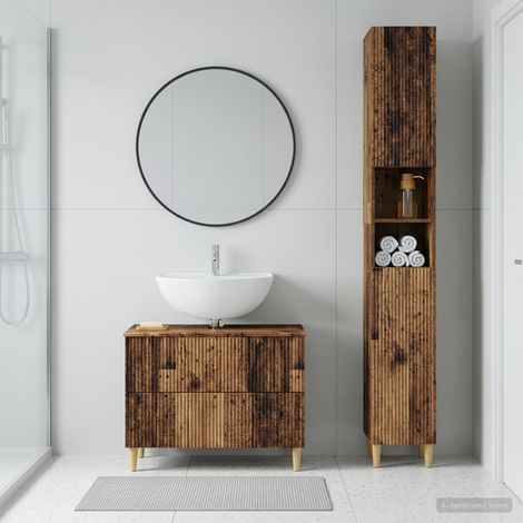 vidaXL 2 Piece Bathroom Cabinet Set ARNHEM Old Wood Engineered Wood (1/5)