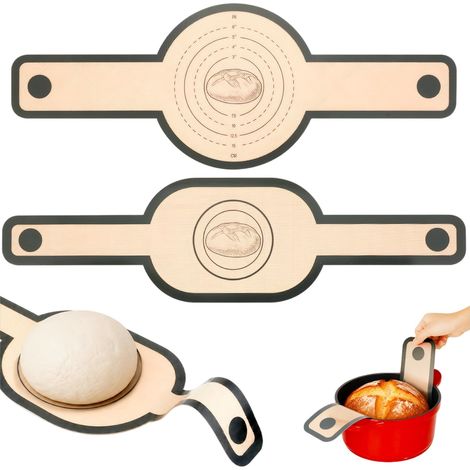 Lot de 2 Tapis de Cuisson en Silicone pour Pain avec Poignées, Rond (1/5)