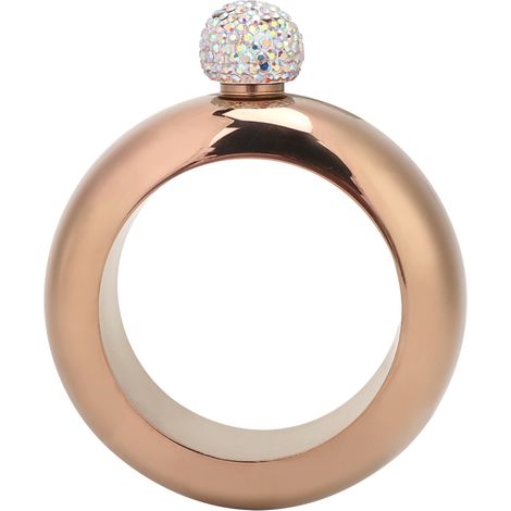 Lot en acier inoxydable pour vin/alcool, bracelet poignet gourde, entonnoir, cadeau anniversaire fête danse club bar, or rose brillant (1/5)