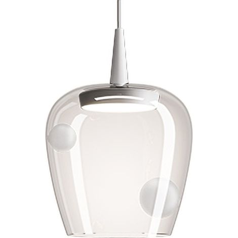 Zafferano Suspension Bilia Led 8W Blanc Sablé, Diamètre 27 Cm, Design Moderne En Verre Borosilicaté Soufflé À La Bouche De Haute Qualité