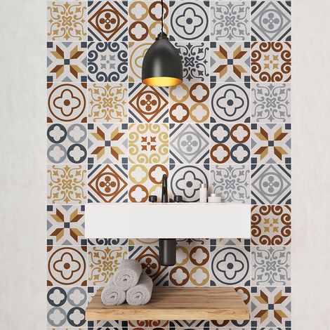 Stickers muraux - Sticker Mural Carrelage adhésif Cuisine Salle de Bain - AZULEJOS RICKY - 24stickers10x10cm (1/5)