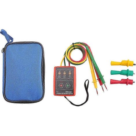 Testeur de séquence de phases, haute précision (classe d'exactitude 0,1), alertes LED et sonores, 60-600 V CA, pochette de transport, pinces crocodiles incluses (1/5)