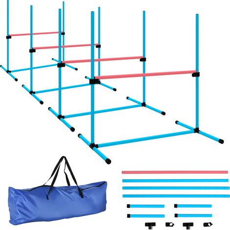 Agility Set Hunde 4-teiliges höhenverstellbar Agility-Ausrüstung mit 4 Hürden Tragetasche 99 x 65 x 94 cm Hellblau