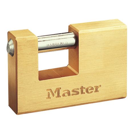 Master Lock 607EURD Candado Rectangular con Cuerpo de Latón Macizo a Llaves, Oro, 7,5 x 7,6 x 1,5 cm