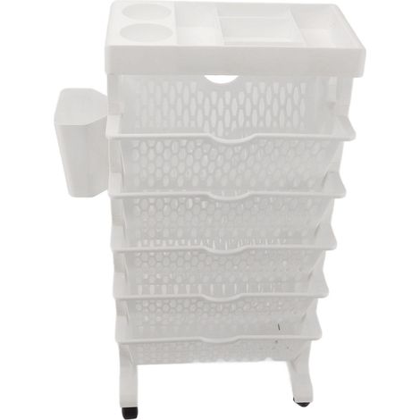 Tragbares Bücherregal, abnehmbar, drehbar, mehrstufig, mobiles Bücherregal für Schlafzimmer, Studentenwohnheim, Büro, Weiß (1/5)