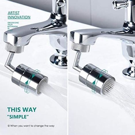 Lot de 2 Economiseur d’Eau Rotatif à 720 ° Filtre Robinet Universel Anti-éclaboussures Double Joint Net à 4 Couches (1/4)