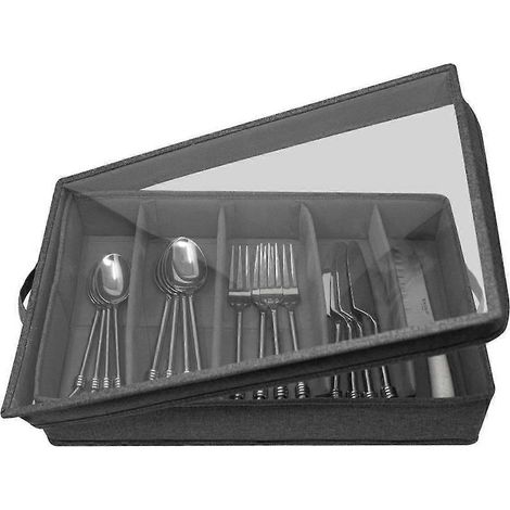 Boîte de rangement pour couverts avec 5 séparateurs réglables - organisation des ustensiles (1/5)