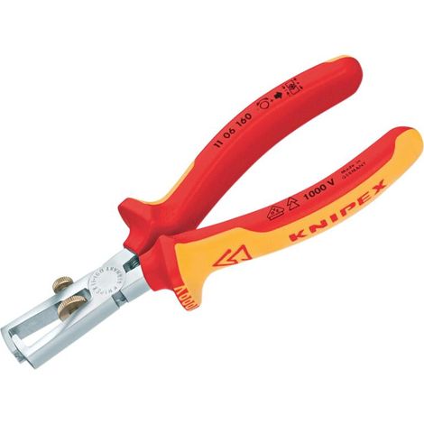 KNIPEX 11 06 160 SB Insulation Stripper with opening spring, universal insulated with multi-component grips, VDE-tested chrome-plated 160 mm