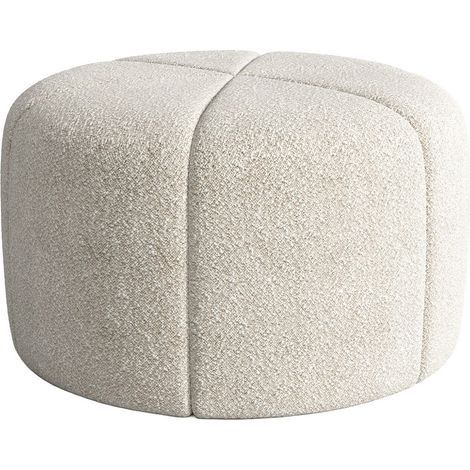 Pouf in tessuto bouclette color crema - ZOFIRA
