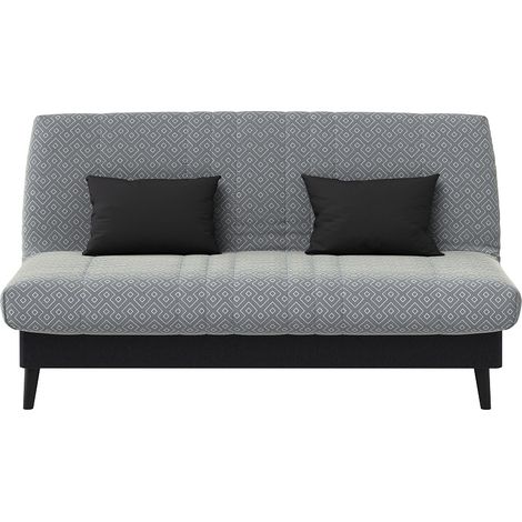 Banquette convertible Elios clic clac, couchage 130 x 190 avec rangement intégré + 2 coussins OFFERTS, Géometrik gris (1/4)