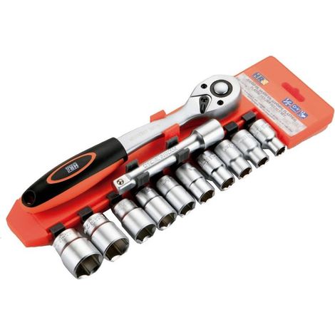 JEU DE DOUILLES ET CLIQUET 12 PCS 1/2" ALYCO ORANGE