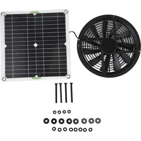 Kit ventilateur panneau solaire, panneau solaire 100W étanche, ventilateur d'extraction rond 10" pour poulailler serre hangar (1/4)