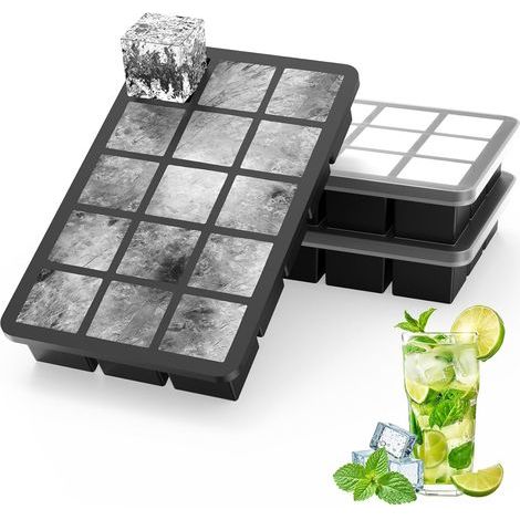 3er-Set Eiswürfelformen mit Deckel, 45 x 3,5 cm große Eiswürfelformen, BPA-frei, leicht zu entnehmen, ideal für Cocktails, Whisky, Wein, Früchte, Fruchtpürees und Eiscreme. (1/5)