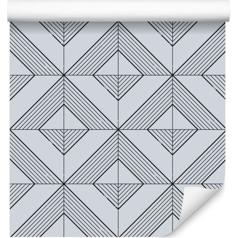 Carta da parati con motivo geometrico a rombi, grigio chiaro, per soggiorno e camera da letto, 50x1000 cm. (1/5)