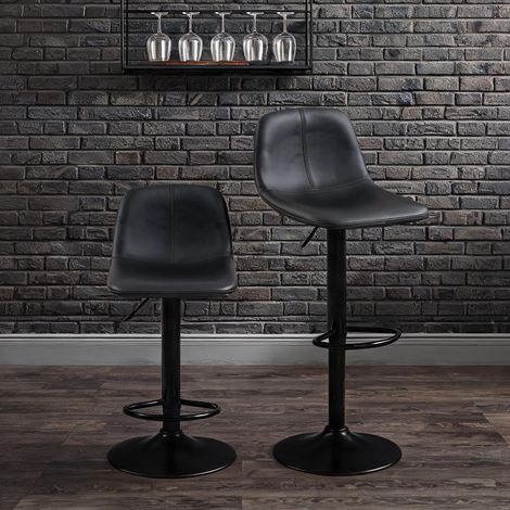 Tabouret de bar noir en PU 44 x 37 x 104 cm (1/5)