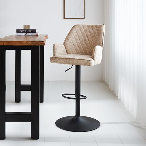 Tabouret de bar hauteur réglable Novan chenille beige (1/5)